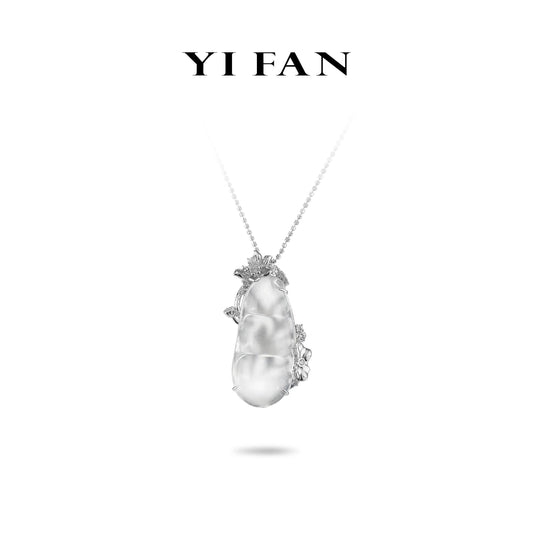 High Jewelry Collection: Burmese Jade "White Lotus & Pea" pendant