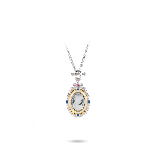 High Jewelry collection: "Cameo Fairy Sandy" unique Chain Necklace (2 side to wear)