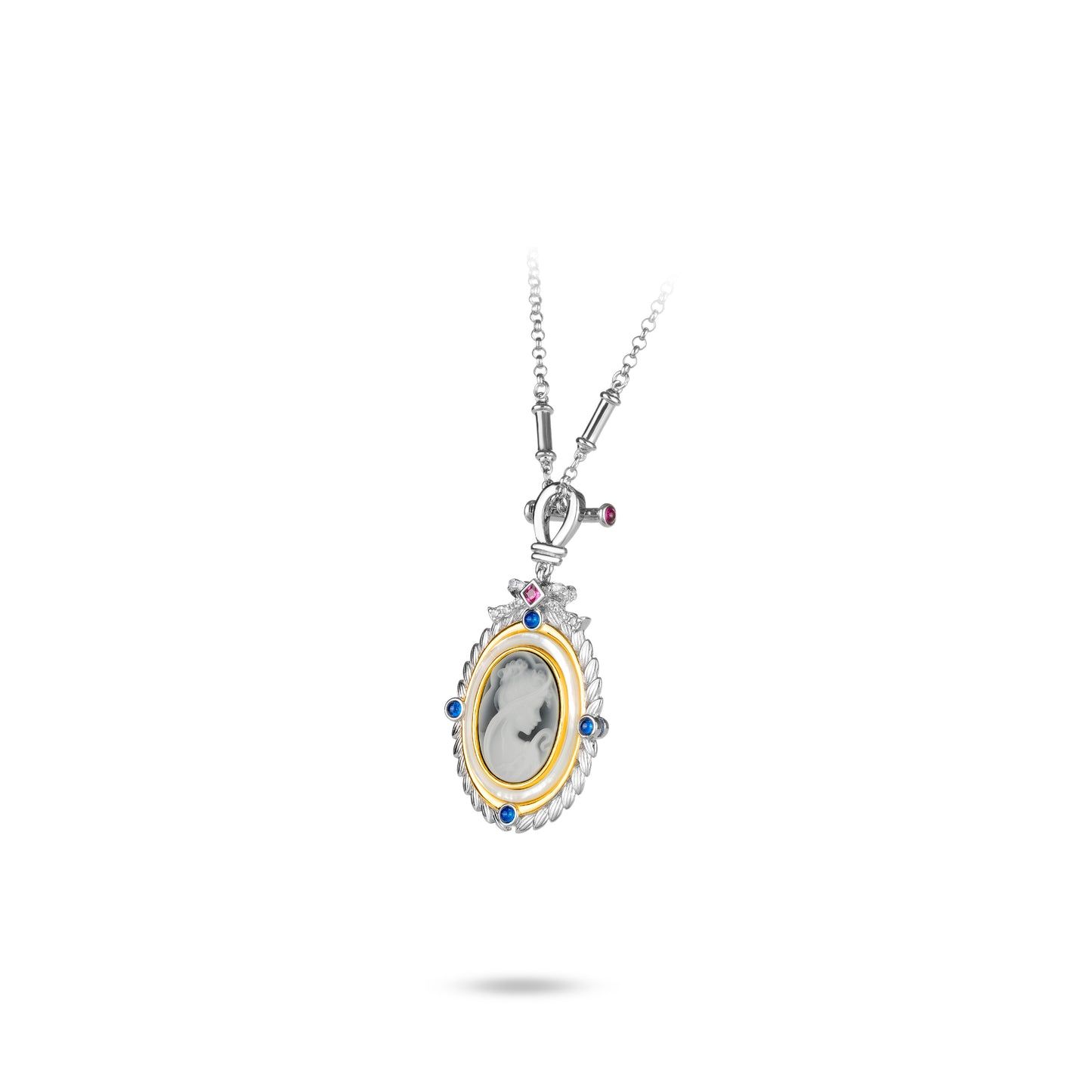 High Jewelry collection: "Cameo Fairy Sandy" unique Chain Necklace (2 side to wear)