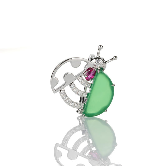 Pre-order Welfare Exclusive limited edition: Modern Green jade “coccinella septempunctata” Brooch