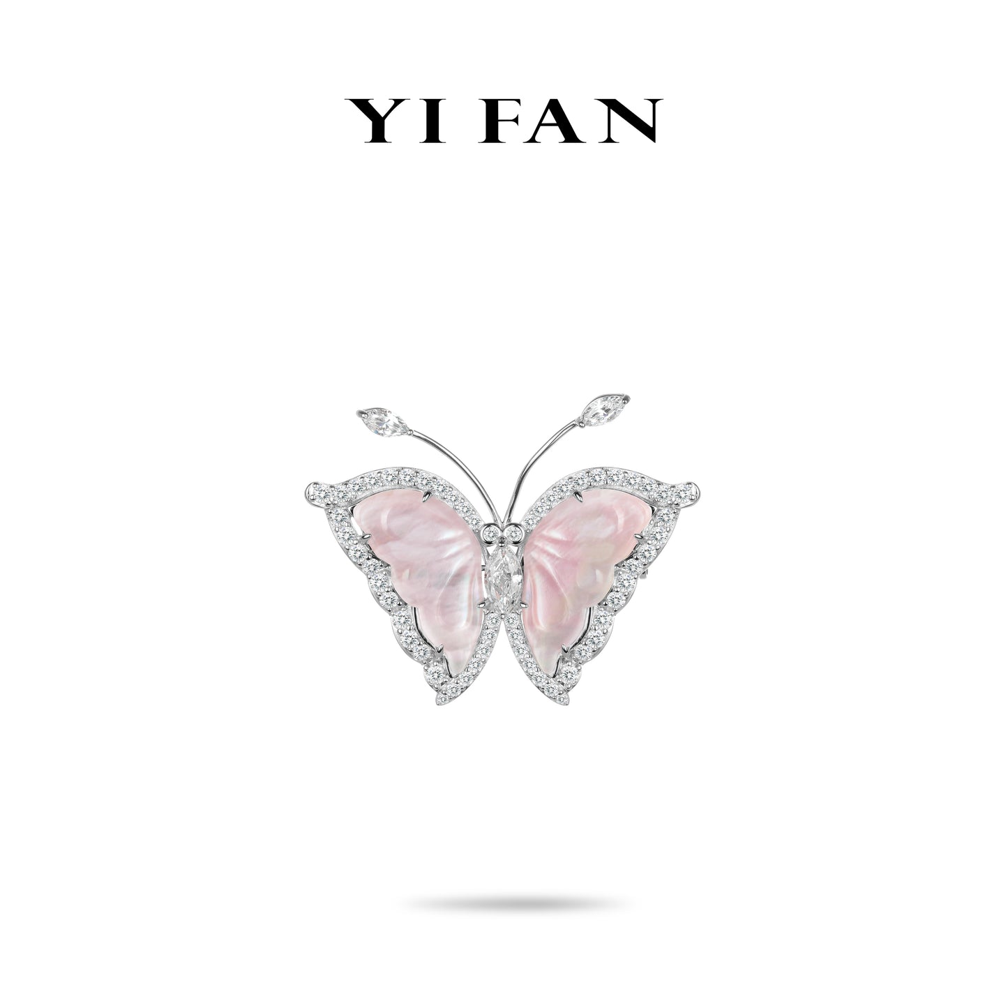 Animal collection: Modern Hand-carved "Butterfly with Pink Mother-of-Pearl" detailed Brooch/Pendant (Multi-purpose)