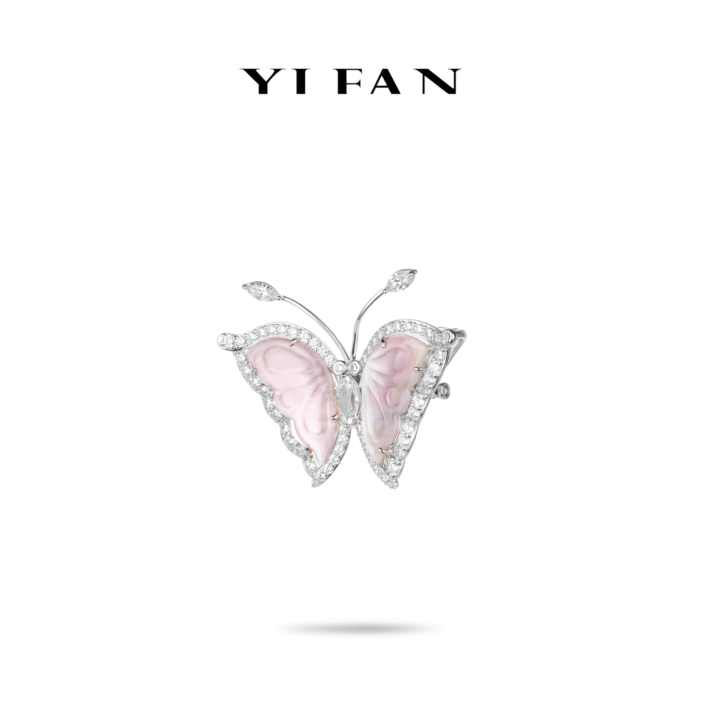 Animal collection: Modern Hand-carved "Butterfly with Pink Mother-of-Pearl" detailed Brooch/Pendant (Multi-purpose)