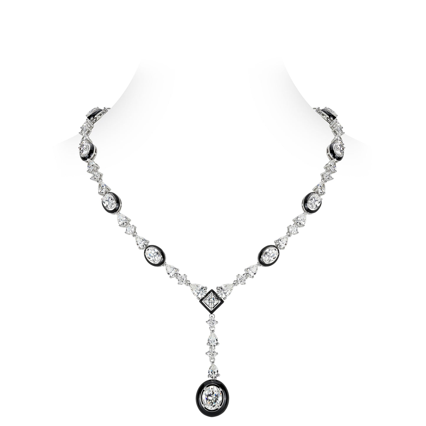 Promotion design for Christmas: Black&White Artdeco Y shape necklace