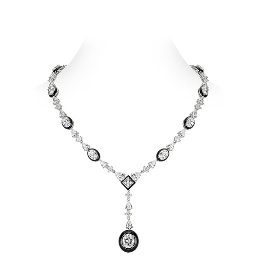 Promotion design for Christmas: Black&White Artdeco Y shape necklace