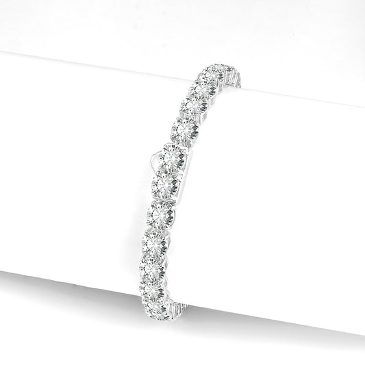 Wedding collection: Classic lab created stones tennis chain bracelet, sterling silver