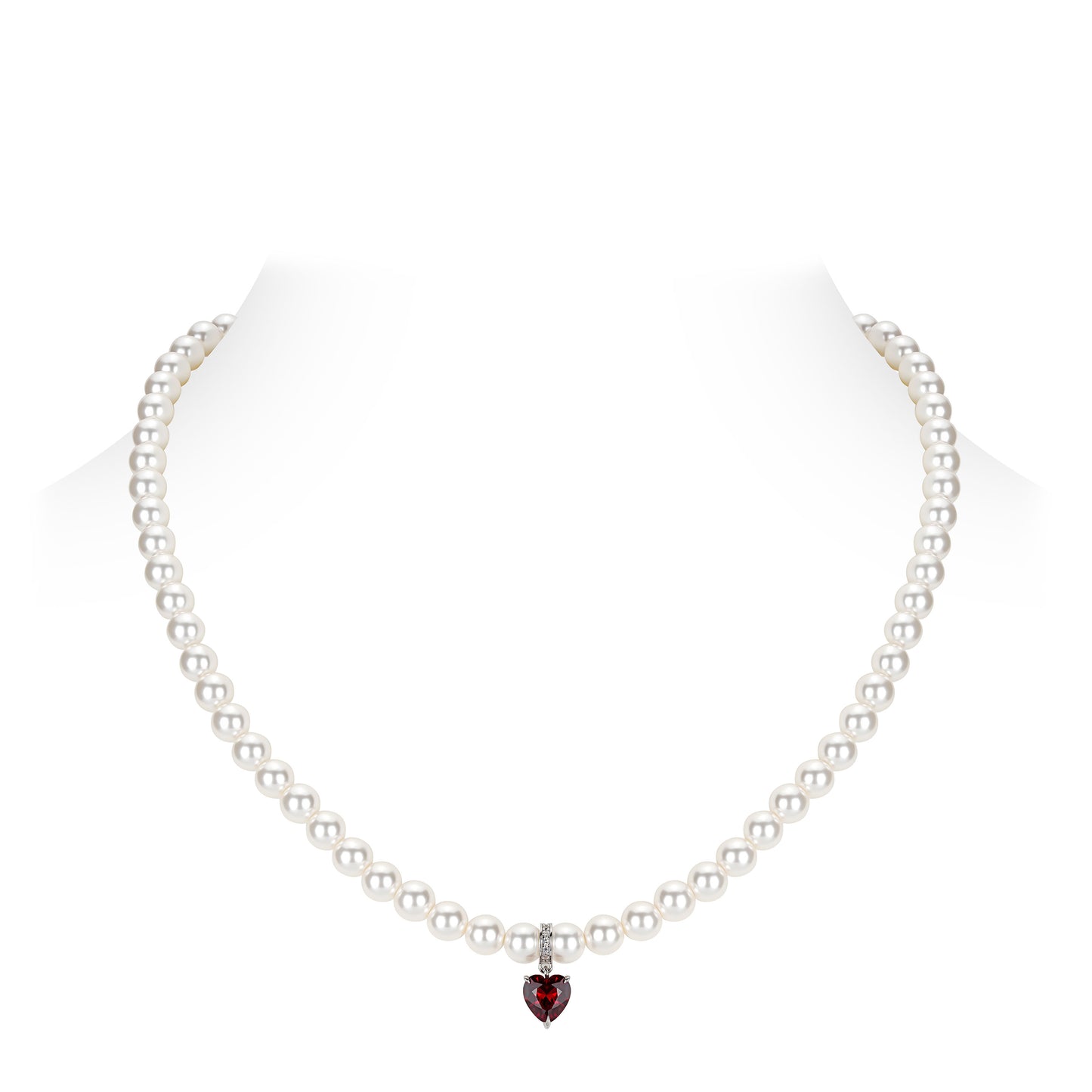 Promotion design for Christmas: Red heart white pearls modern necklace