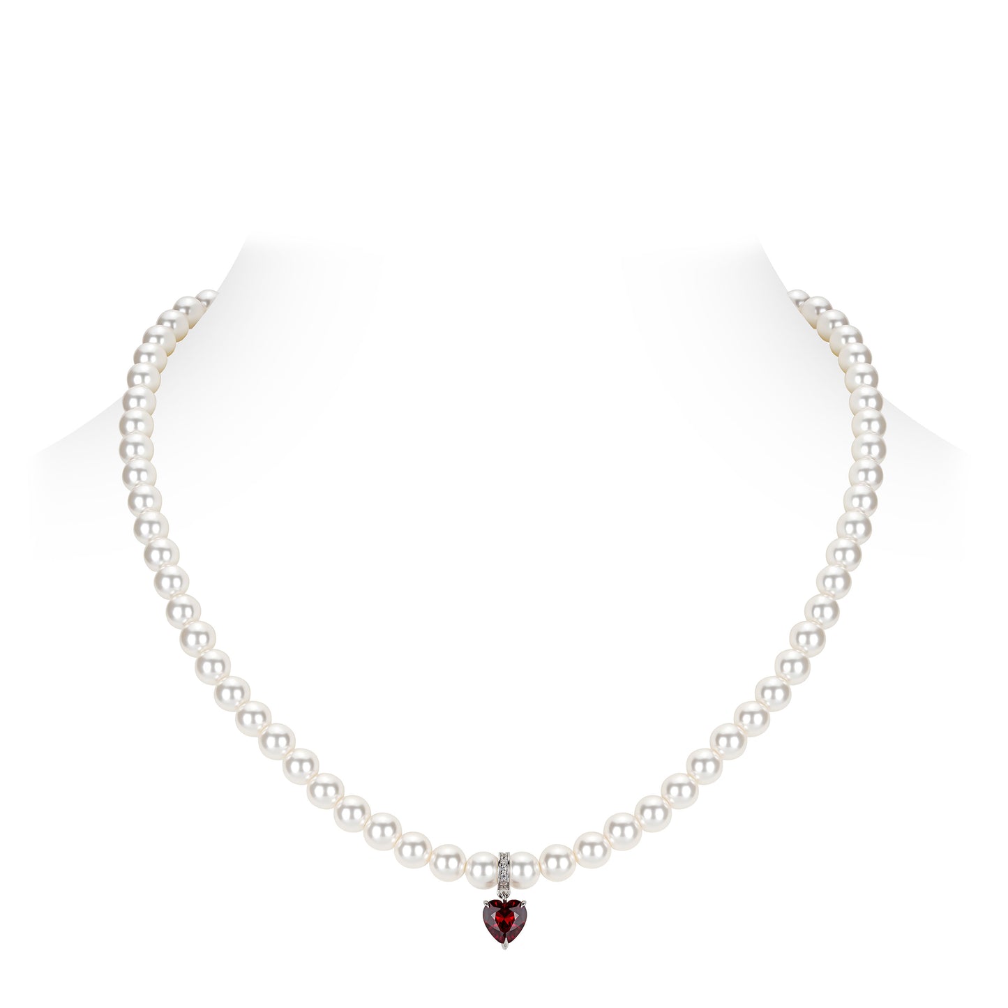 Promotion design for Christmas: Red heart white pearls modern necklace