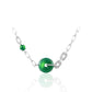 Green jadeite/chalcedony Safety Buckle "Ping An Kou" double stones modern necklace