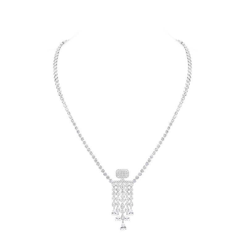 Wedding collection: Luxury "Perfume Bottle" Tassel Tennis necklace