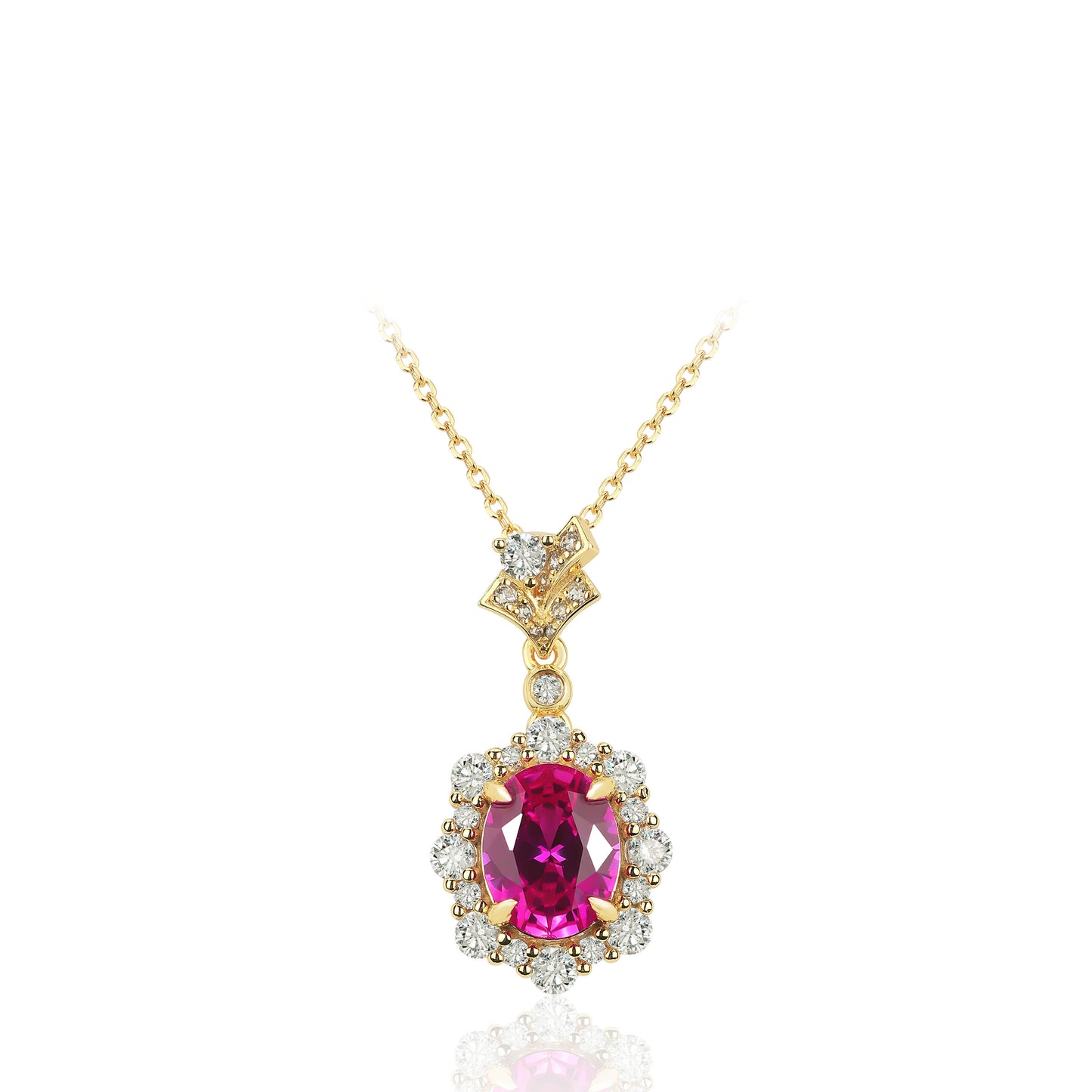 Golden time collection: Retro court style "Rose-Red Pigeon Egg" detailed Pendant/Necklace