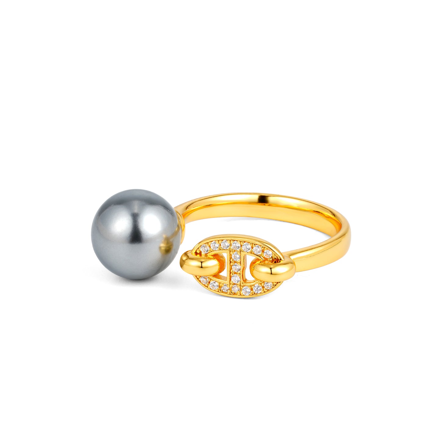 Minimalist collection: Grey shell pearl golden Ring