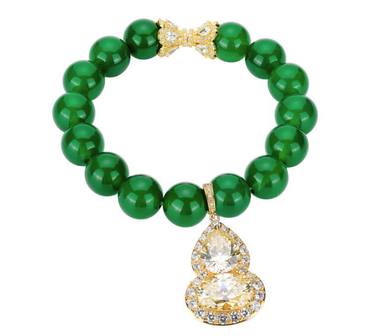 Limited edition Multi-purpose: Luxury "Hulu" with Green chalcedony necklace and bracelet