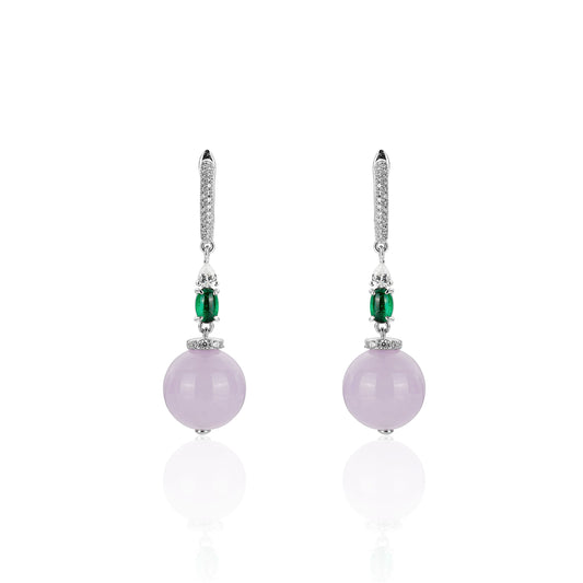 Icy Pinkish purple chalcedony "Easter Egg" Bead dangle earrings