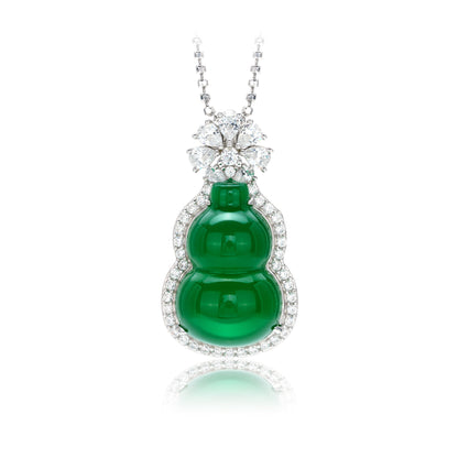 Promotion design：Green chalcedony Lucky "Hulu" flower Pendant