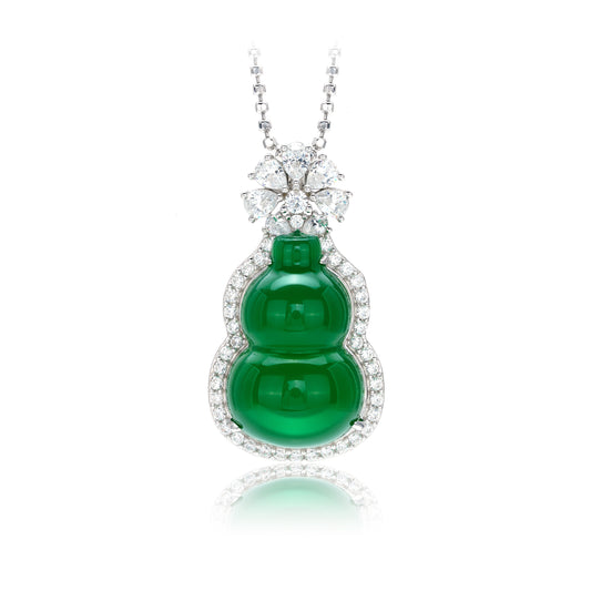 Promotion design：Green chalcedony Lucky "Hulu" flower Pendant