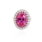 Micro-setting dark oval Pink diamond color Lab created stones Romantic Luxury statement ring, sterling silver