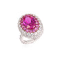 Micro-setting dark oval Pink diamond color Lab created stones Romantic Luxury statement ring, sterling silver