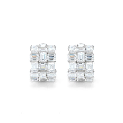 Emerald-cut irregular shape wide band earrings