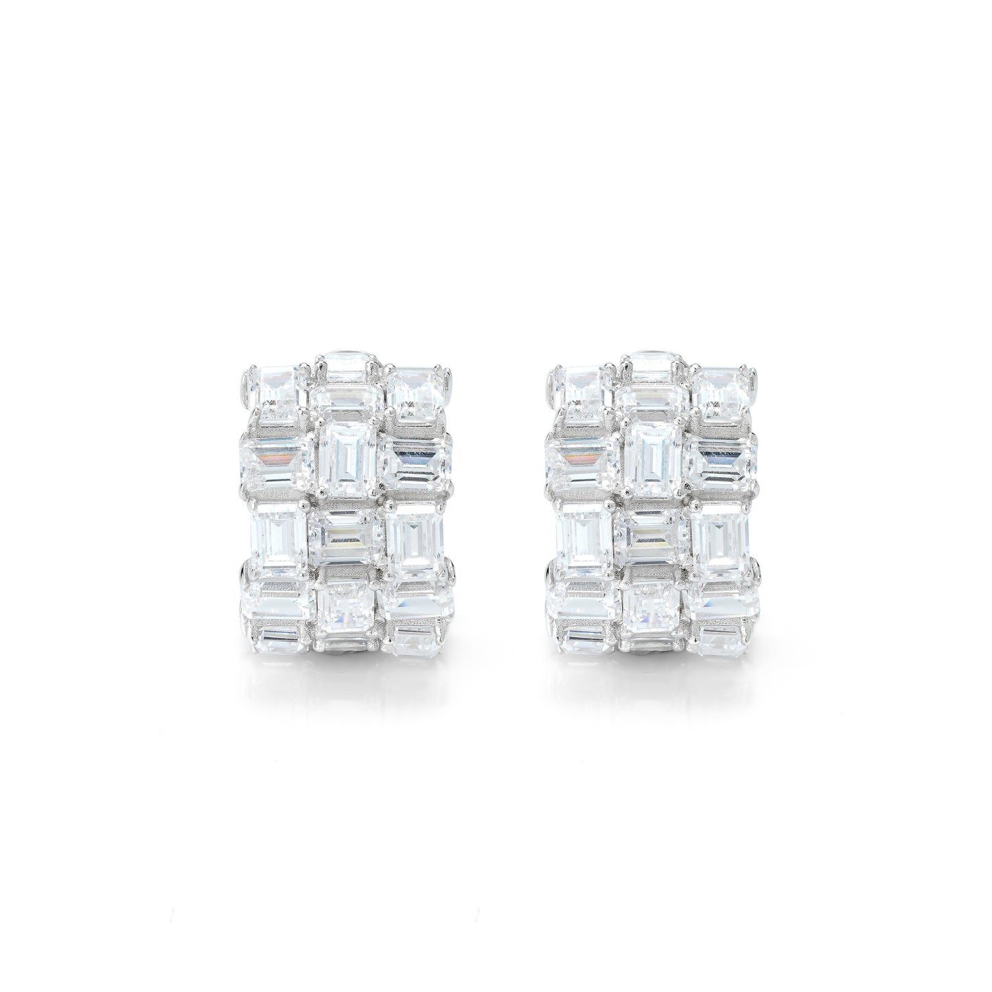 Emerald-cut irregular shape wide band earrings