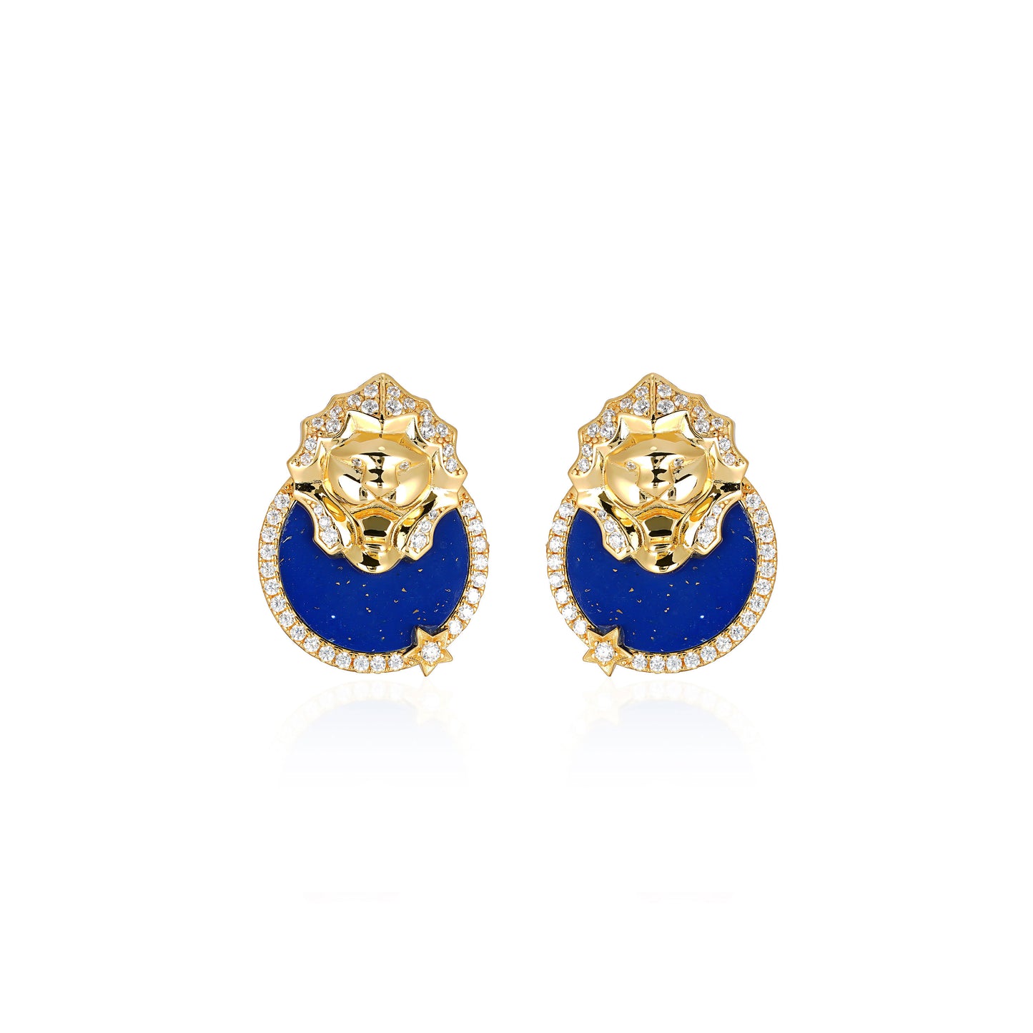 Vintage Queen's Lapis Lazuli Lion Medallion earrings (Unisex)