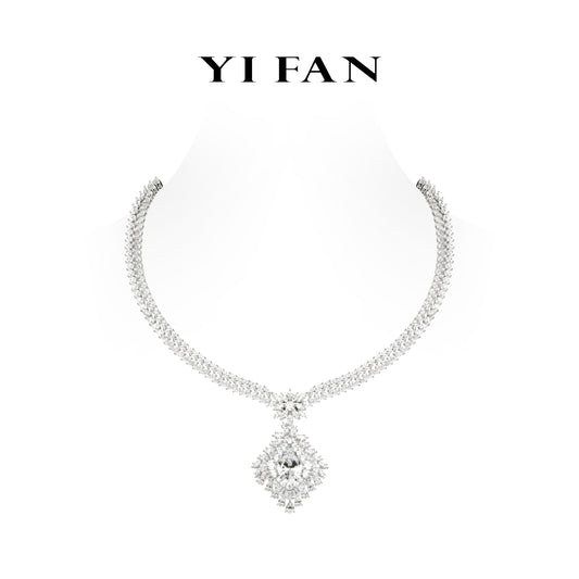 Pre-order High Jewelry collection: Luxury G color “The Light of the Universe” magnificent Necklace for Banquet.