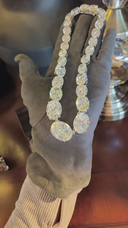 Limited edition for order: G color ovals in big carats tennis necklace