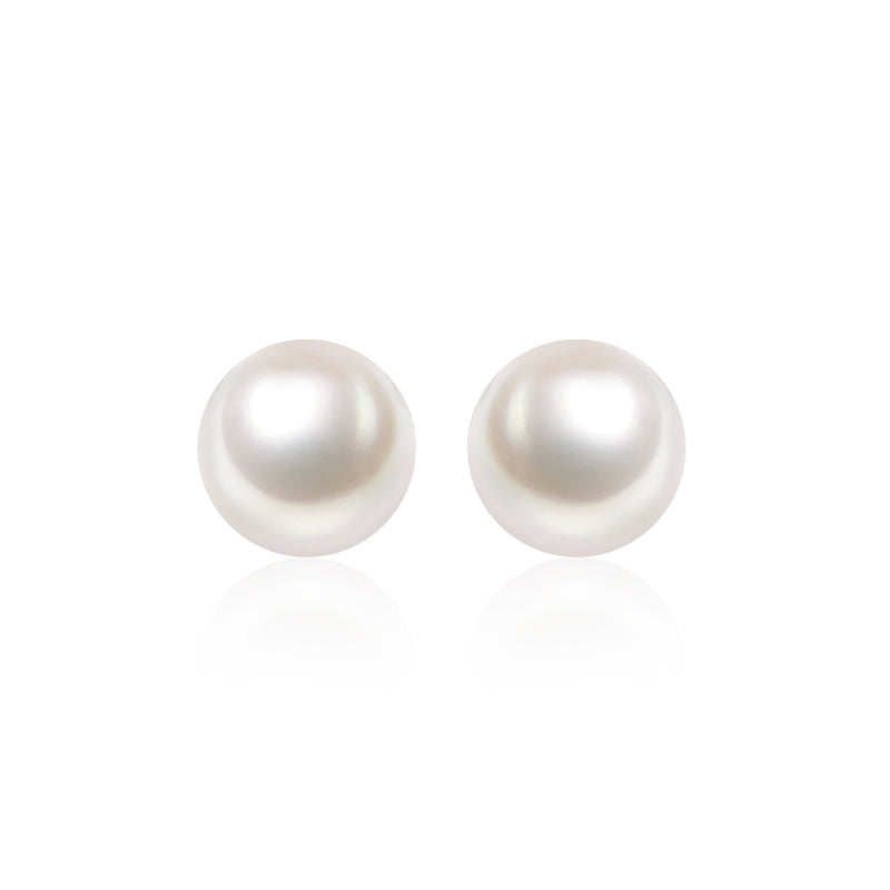 Wedding collection: 20mm White shell pearls ear studs, sterling silver.