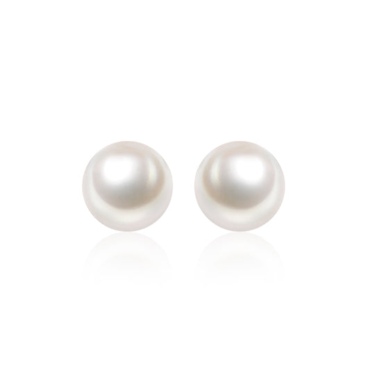 Wedding collection: 20mm White shell pearls ear studs, sterling silver.