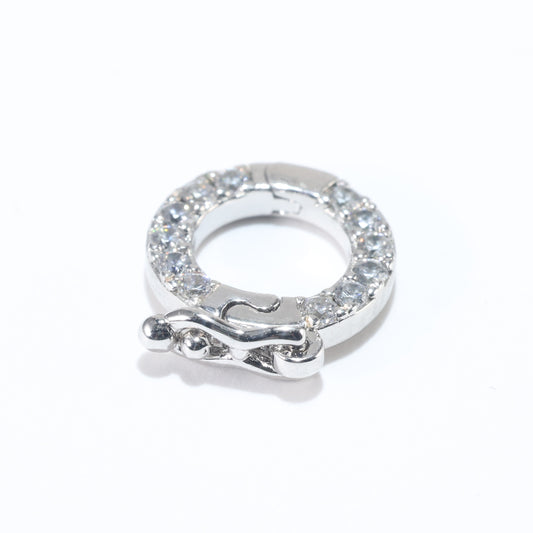 Micro-setting Clear diamond color accessory ring for multi-purpose chain, sterling silver