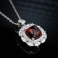 Micro-setting Ruby color Lab created stones horse eye shape sugar tower necklace, sterling silver