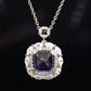 Micro-setting Sapphire color Lab created stones horse eye shape sugar tower necklace, sterling silver.