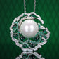 Micro-setting emerald color Lab created stones the Shining shell pearl multi-purpose brooch and pendant, sterling silver