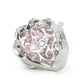 Micro-setting Pink diamond color Lab created stones rain cherry ring, sterling silver