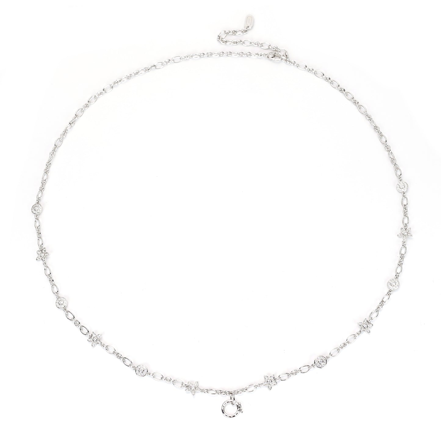 Micro-setting lab created stones Stars and moon multi-purpose chain necklace, sterling silver