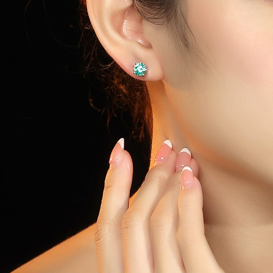 Promotional design Paraiba color Lab created stones small ear studs screw design, sterling silver