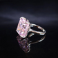 Rechteckige Form Sakura Pink Diamond Color Lab erstellter Steinring, Sterlingsilber. 15 Karat