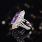 Ring mit violetter Diamantfarbe in Mikrofassung, Ring in Pferdeaugenform, Sterlingsilber. (13,5 Karat)