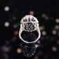 Bague en forme d'œil de cheval avec pierres créées par le laboratoire, couleur diamant violet, micro-serti, argent sterling. (13,5 carats)