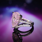 Promotional design Micro-setting Light Pink color Lab created stones waterdrop ring, sterling silver. (10.59carat)