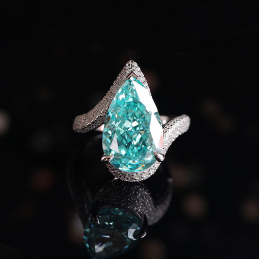 Paraiba  color Lab created stones ring (13 carat)