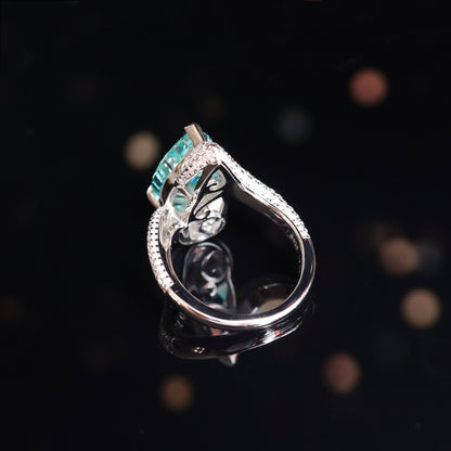 Paraiba Color Lab erstellter Steinring (13 Karat)