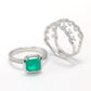 Micro-setting Emerald color square shape multi-purpose ring, sterling silver