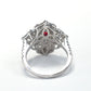 Micro-setting ruby color lab created stones fancy Four Leaf Clover ring, sterling silver
