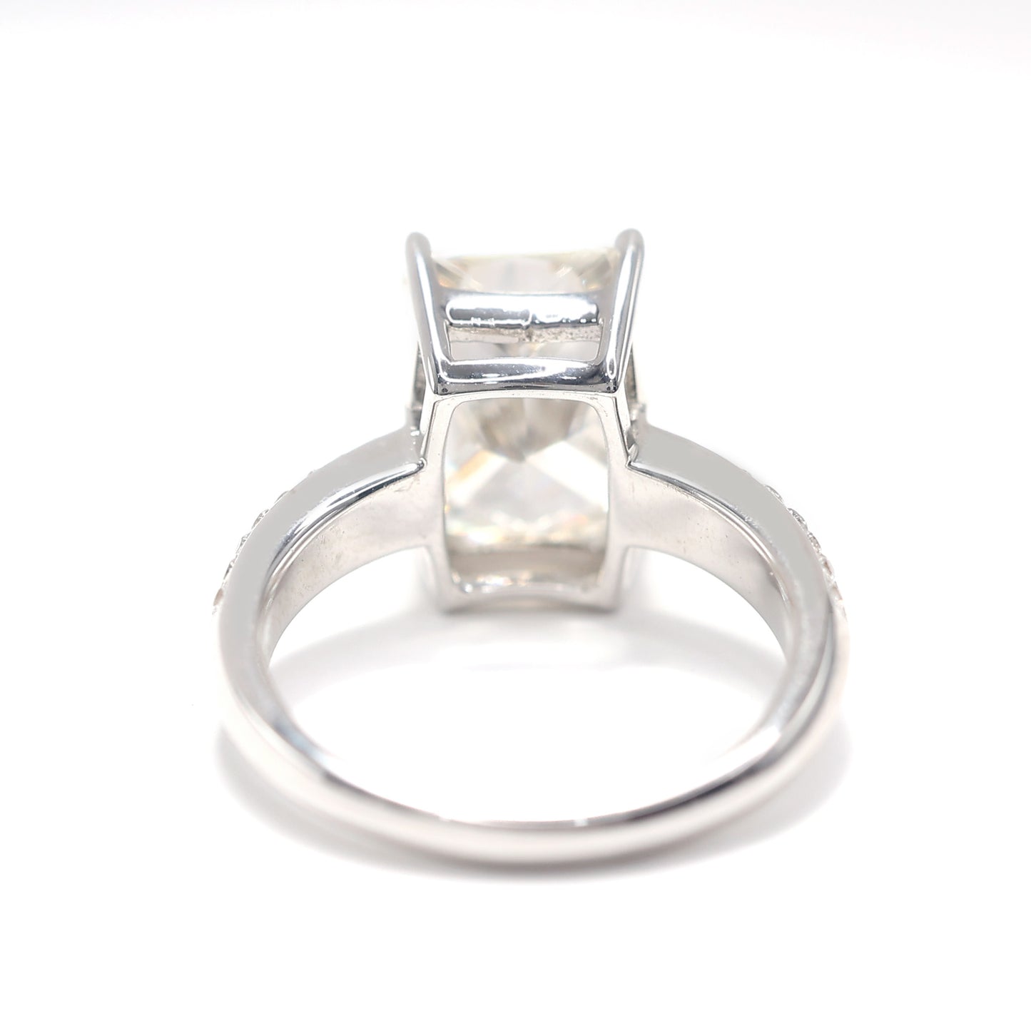 only 1 piece US size: 5 Micro setting G color lab created stones 4 prong Rectangular shape ring, sterling silver