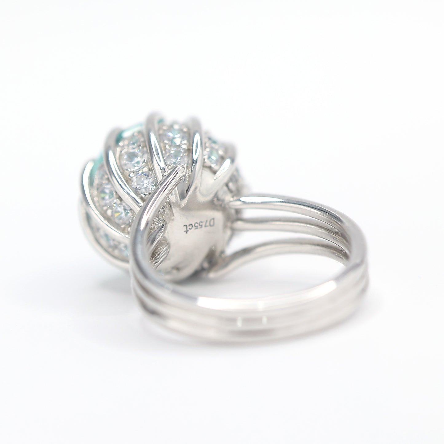 Micro-setting Paraiba color Lab created stones luxurious inlaid Lotus ring, sterling silver