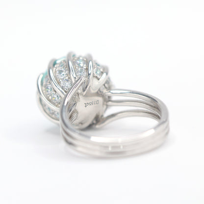 Micro-setting Paraiba color Lab created stones luxurious inlaid Lotus ring, sterling silver