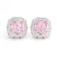 Special offer Micro-setting light pink diamond color princess cut square shape earrings. sterling silver