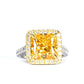 Micro-setting yellow diamond color Lab created stones double platting glittering ring, sterling silver
