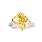 Baguette-Ring mit gelben Diamanten in Mikrofassung im Labor, Sterlingsilber. (8 Karat)
