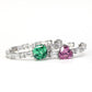 Micro-setting green and pink diamond color AB style detailed hoop earrings, sterling silver